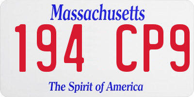 MA license plate 194CP9