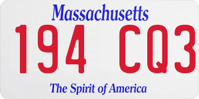 MA license plate 194CQ3