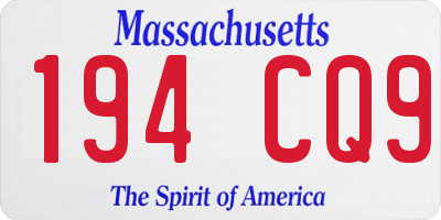 MA license plate 194CQ9