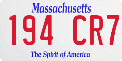 MA license plate 194CR7
