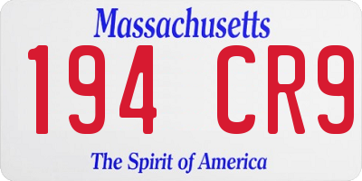 MA license plate 194CR9