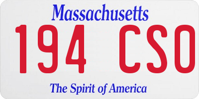 MA license plate 194CS0
