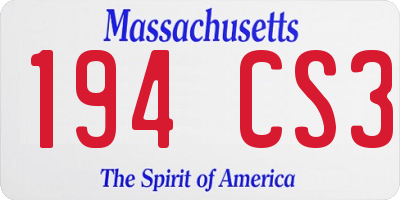 MA license plate 194CS3
