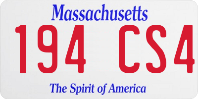 MA license plate 194CS4
