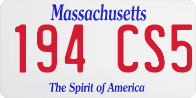 MA license plate 194CS5