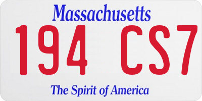 MA license plate 194CS7