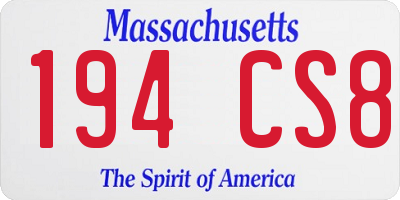 MA license plate 194CS8
