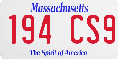 MA license plate 194CS9