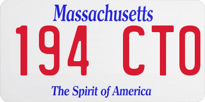 MA license plate 194CT0