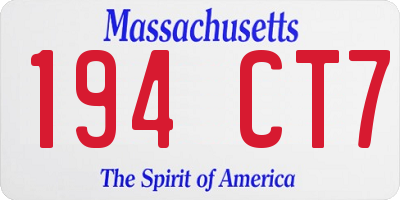 MA license plate 194CT7