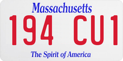 MA license plate 194CU1