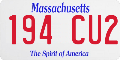 MA license plate 194CU2