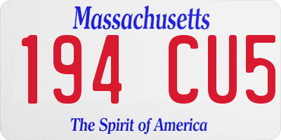 MA license plate 194CU5
