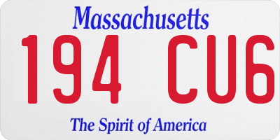 MA license plate 194CU6
