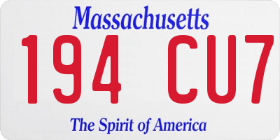 MA license plate 194CU7