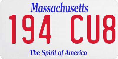 MA license plate 194CU8