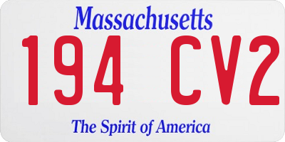 MA license plate 194CV2