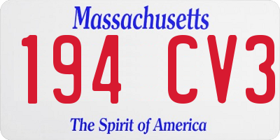 MA license plate 194CV3