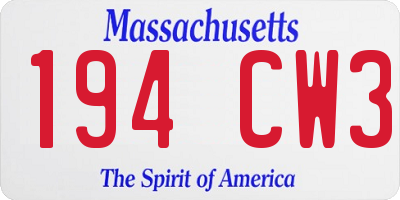 MA license plate 194CW3