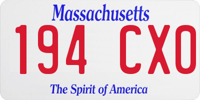 MA license plate 194CX0