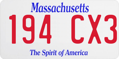 MA license plate 194CX3