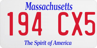 MA license plate 194CX5