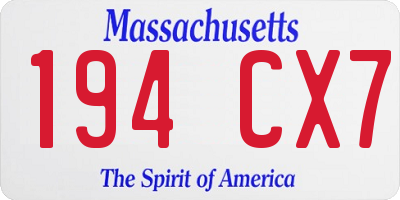 MA license plate 194CX7