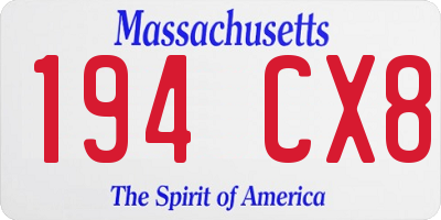 MA license plate 194CX8