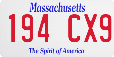 MA license plate 194CX9