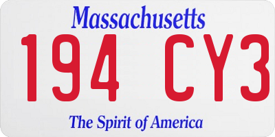 MA license plate 194CY3