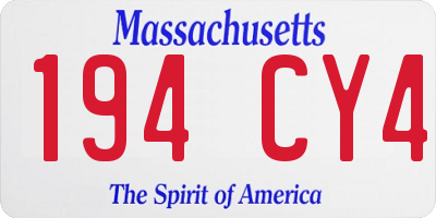 MA license plate 194CY4