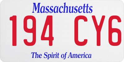 MA license plate 194CY6