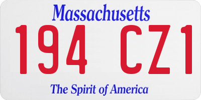 MA license plate 194CZ1