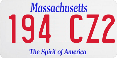 MA license plate 194CZ2