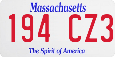 MA license plate 194CZ3