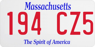 MA license plate 194CZ5