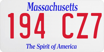 MA license plate 194CZ7