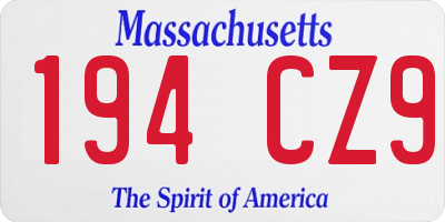 MA license plate 194CZ9