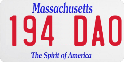 MA license plate 194DA0