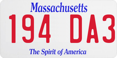 MA license plate 194DA3