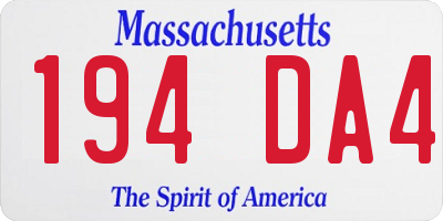 MA license plate 194DA4