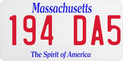 MA license plate 194DA5
