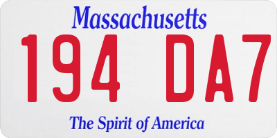 MA license plate 194DA7