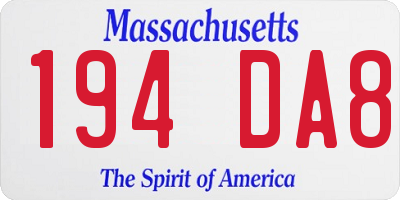 MA license plate 194DA8