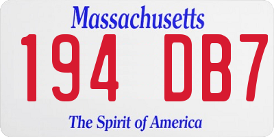 MA license plate 194DB7