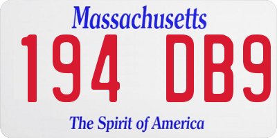 MA license plate 194DB9