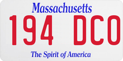 MA license plate 194DC0