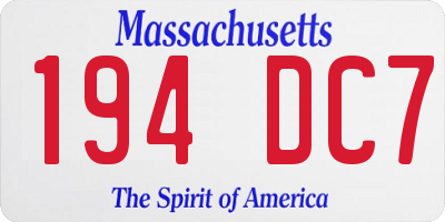 MA license plate 194DC7