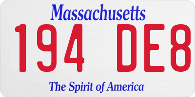 MA license plate 194DE8