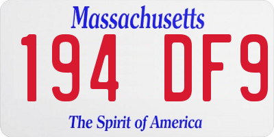 MA license plate 194DF9